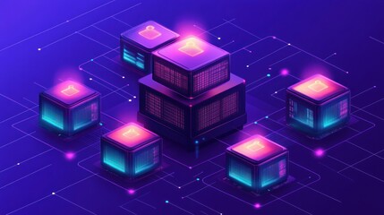 Fototapeta premium Network data center server glowing