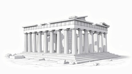 Obraz premium Architectural Illustration of the Temple of Olympian Zeus