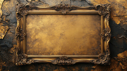 Intricately designed vintage gold picture frame against a textured backdrop highlighting unique artistic elements and craftsmanship