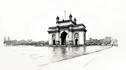 Ink Sketch of Gateway of India, Mumbai