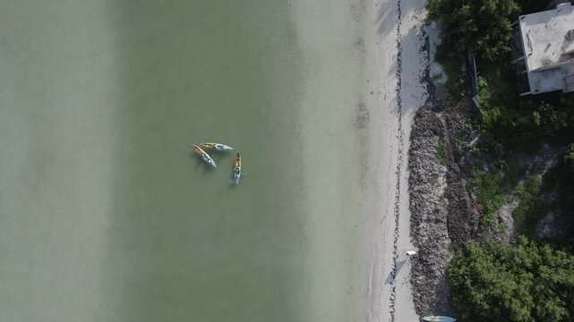 Starting a trip in the boat view from above 