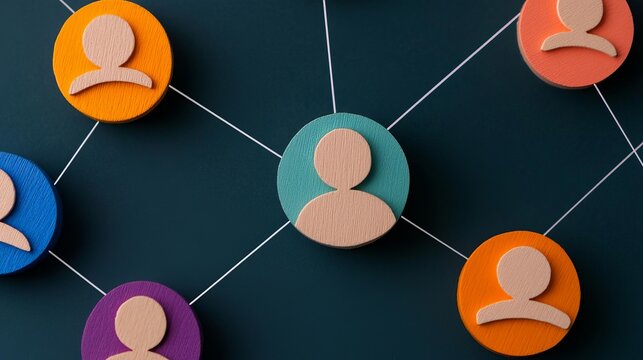 Colorful network of user icons representing modern digital communication.