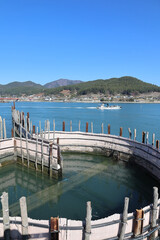 한국 남해 자족해협 죽방렴