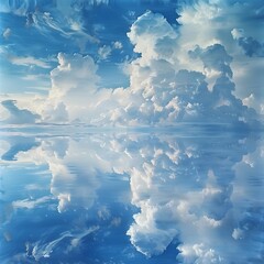 Serene Mirrored Surface of Vast Salt Flats with Boundless Horizon