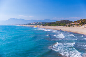 Patara beach landscape, aerial photo taken on a sunny summer day