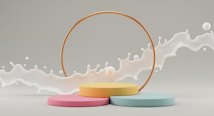 3d background products display podium scene with  platform. backdrop background  with podium. stand to show cosmetic products. colorful background 