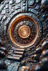 Obraz premium Futuristic Sci Fi Machine Glowing Core Abstract Technology Background Image