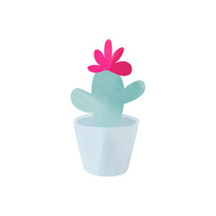 Stylized cactus  in a blue pot
