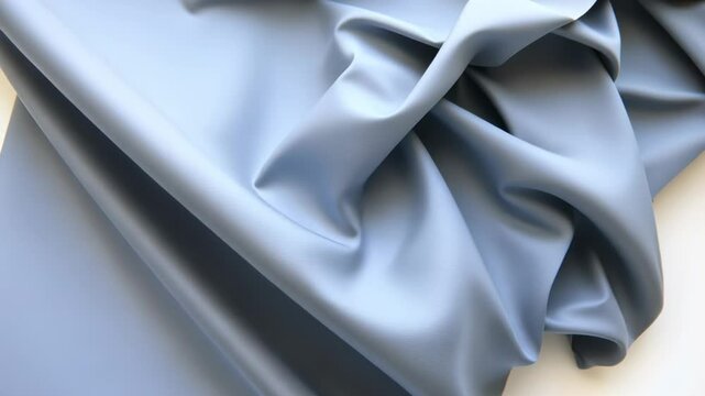 Soft, textured blue fabric draped elegantly, creating gentle folds against a light background