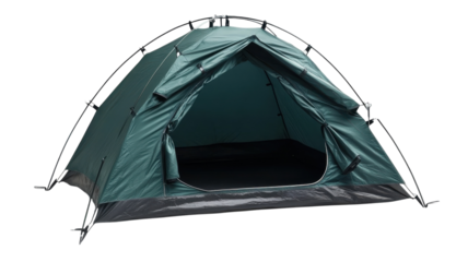 Outdoor camping tent setup for family adventure at a nature site during summer