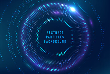 Abstract technology big data visualization. Innovation future data. Digital circles of particles. Graphic concept for your design