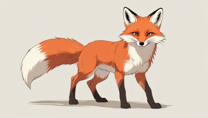 Obraz premium Charming, vibrant cartoon fox illustration perfect for children's books, nature-themed projects, and wildlife education. Eye-catching design captivates and inspires creativity.