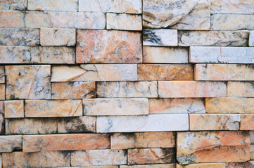 brick background, Abstract geometric pattern texture, Classic outdoor building granite blocks wall.
