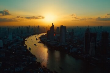 Fototapeta premium Cityscape Sunset Panorama