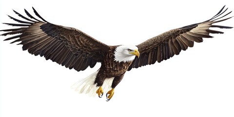 Fototapeta premium Highly detailed realistic eagle illustration with transparent background.