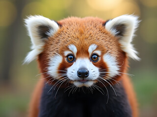Curious Red Panda Looking at the Camera: A red panda with bright, curious eyes staring directly at the camera, its small nose twitching.