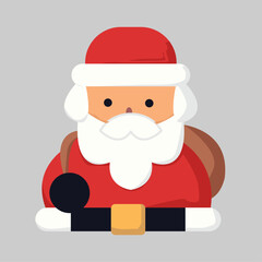 Santa Claus carries a sack on his shoulder with a distinctive red hat and clothes