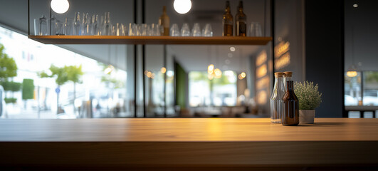 Coffee shop, Cafeteria, Bistro. Empty Surface for product presentation