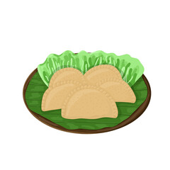 Fried pastel with lettuce leaves