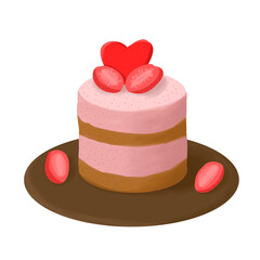 Strawberry cake with heart decoration