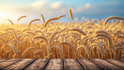 A vast wheat field shimmers under the warm sunlight, promising a bountiful harvest season.
