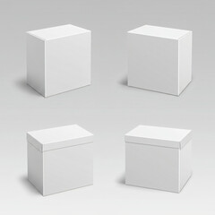 Naklejka premium Isolated White Cardboard Boxes for Packaging and Product Presentation Mockup