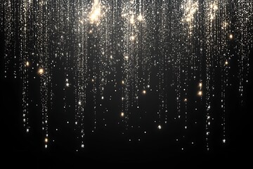 Sparkling glitter falling on black background
