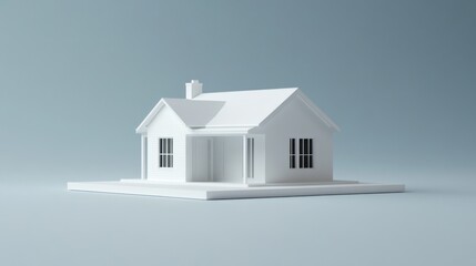Minimalist white house model, studio shot