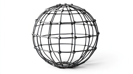 Metal globe network, white background, connection