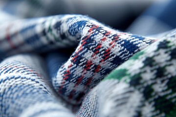 Close-up of soft multicolored woven fabric with detailed texture