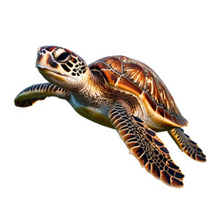 Fototapeta premium Realistic sea turtle isolated on transparent background.
