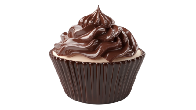 Delicious chocolate cupcake with swirls of frosting perfect for dessert lovers