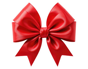 Naklejka premium Red Ribbon Bow Isolated on Transparent PNG Background.