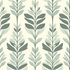 Fototapeta premium Repeating plant pattern. Stylized botanical elements on cream background. Nature inspired design