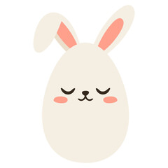 Cute white Easter egg with bunny ears. Great for cards, banners, wallpapers, invitations, covers. Flat vector illustration on transparent background.