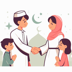 vector illustration of people forgiving on holidays