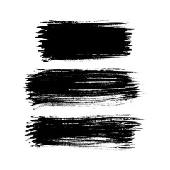Set of black hand drawn brush strokes