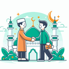 vector illustration of people forgiving on holidays