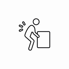 man lifts box back pain icon vector sign