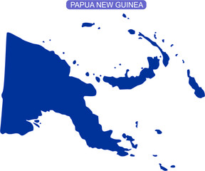 Fototapeta premium Map of Papua New Guinea an island near to Indonesia in the southwestern Pacific in solid blue color
