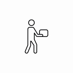 man carries a box in his hands icon vector sign