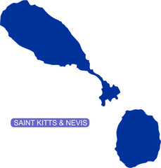 Fototapeta premium Map of Saint Kitts and Nevis the Caribbean island country or nation in solid blue color