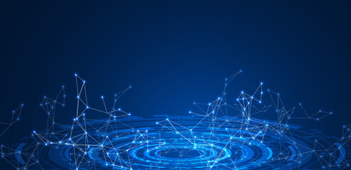 Abstract digital technology. Connecting line and dot. Artificial intelligence vector illustration