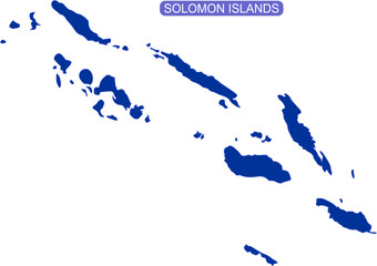 Map of Solomon Islands a nation of hundreds of islands in the South Pacific in solid blue color © Bhaskar