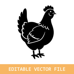 Illustration of black hen in cutout style vector art