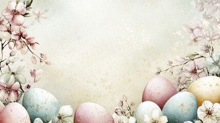 Watercolor Easter invitation with elegant floral and egg design