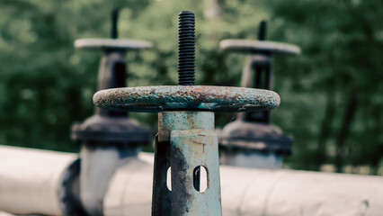 iron gate on a background of close-up valves