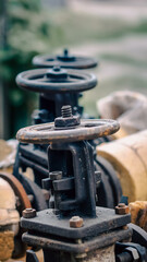 iron gate on a background of close-up valves