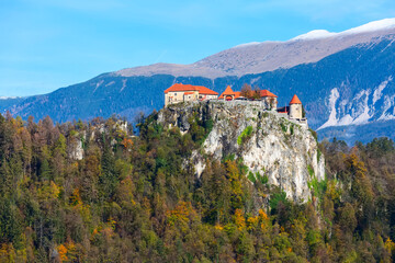 Medieval castle on Bled lake in Slovenia