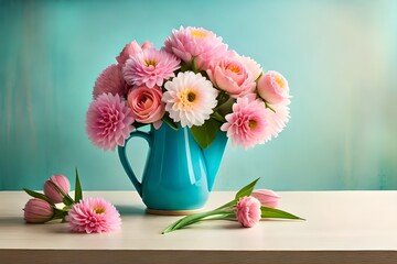 Mother's Day flowers mock up flatlay